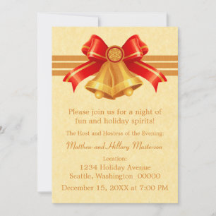 Invitation de Noël Red and Gold Bells