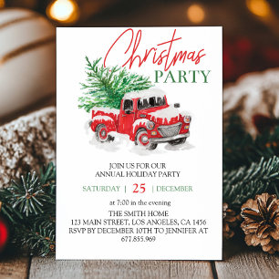 Invitation de Noël Red and Truck Party
