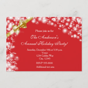 Invitation de Noël Red & Bow Sparkles