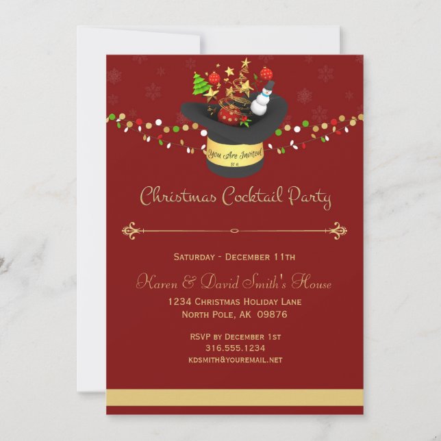 Invitation de Noël Red Cocktail Party (Devant)