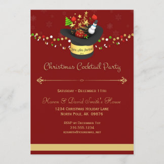 Invitation de Noël Red Cocktail Party