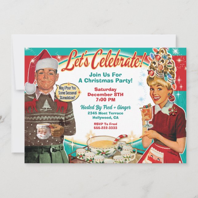 Invitation de Noël Retro Couple (Devant)