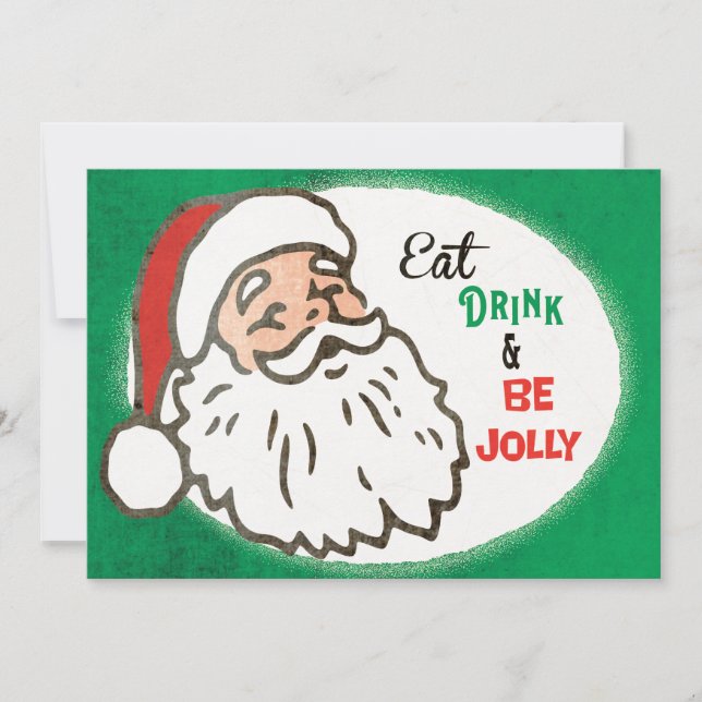 Invitation de Noël Retro Jolly Père Noël (Devant)