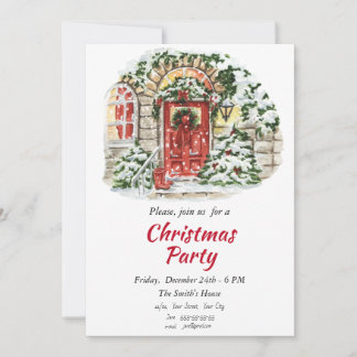 Invitation de Noël rouge et vert