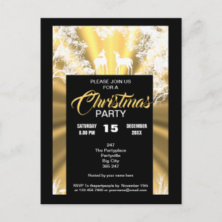 Invitation de Noël rustique noir et or