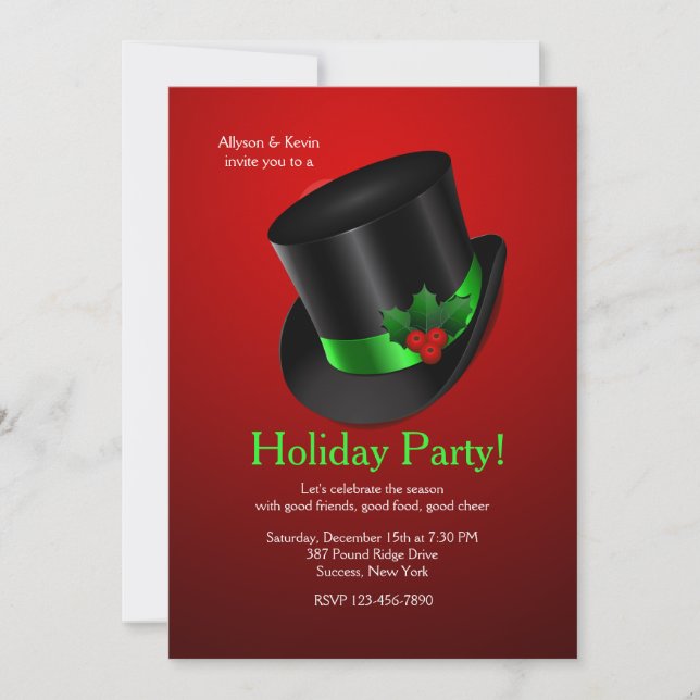 Invitation de Noël Top Hat (Devant)