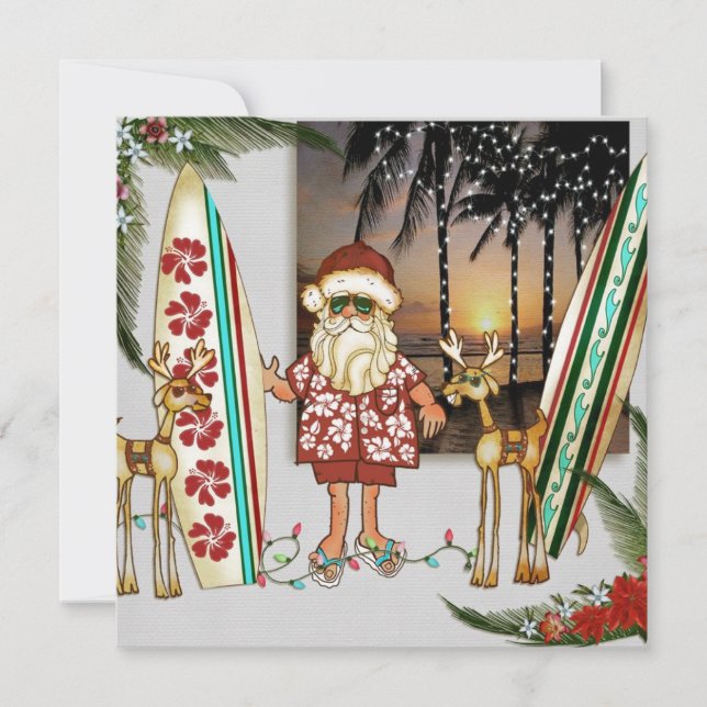Invitation de Noël Tropical Père Noël (Devant)