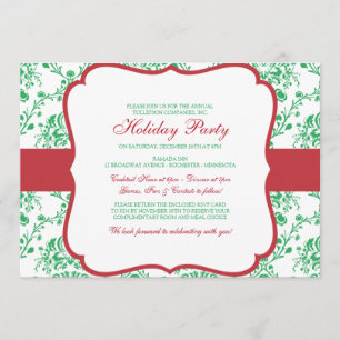 Invitation de Noël victorienne en damas