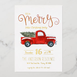 Invitation de Noël vintage Camion Rouge