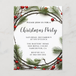 Invitation de Noël Wreath Fête