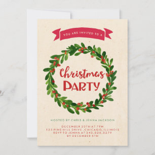 Invitation de Noël Wreath Fête