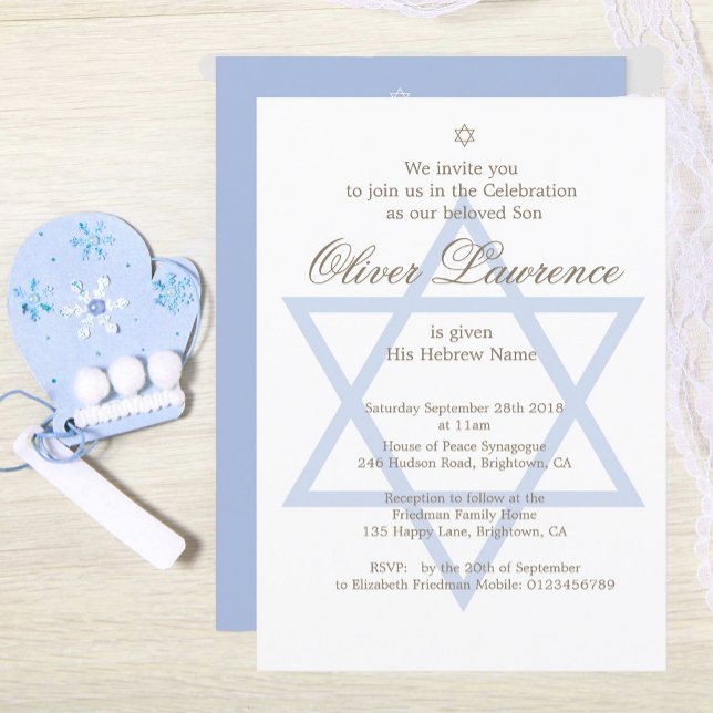 Invitation de nom du garçon juif hébreu (Créateur téléchargé)