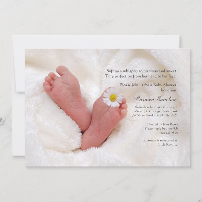 Invitation de nouveau-né Baby shower de pieds (Devant)