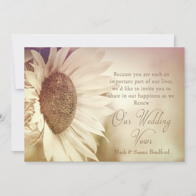 Invitation de nouvelles Vows - Tournesol - Effet d (Devant)