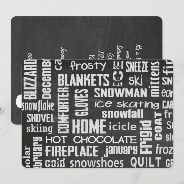Invitation de nuage de mot de fête d'hiver (Devant / Derrière)