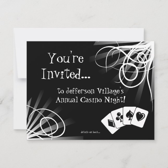 Invitation de nuit de Casino noir et blanc (Devant)