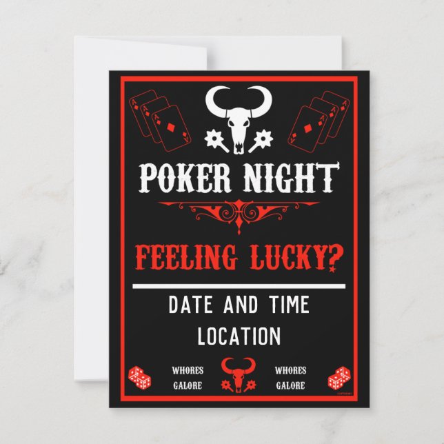 Invitation de nuit de Poker vintage (Devant)