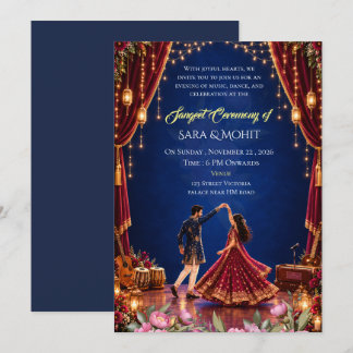 Invitation de nuit de Sangeet de mariage indien bl