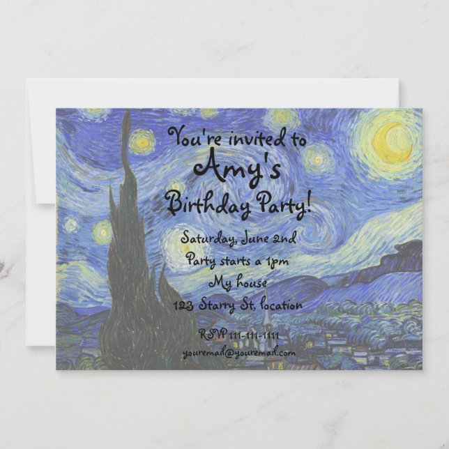 Invitation de nuit étoilée de Van Gogh (Devant)