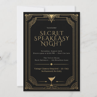 Invitation de nuit speakeasy secrète - Les Années 