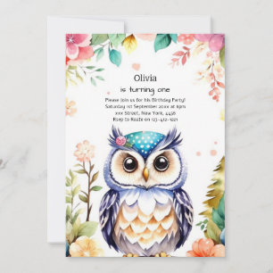 Invitation de Owl First Birthday