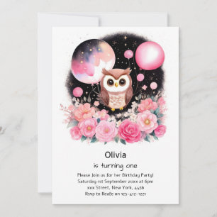 Invitation de Owl First Birthday