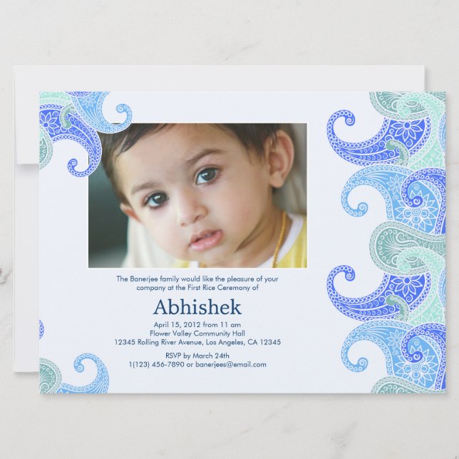 Invitation de Paisley Annaprashan (Premier Riz) (Devant)