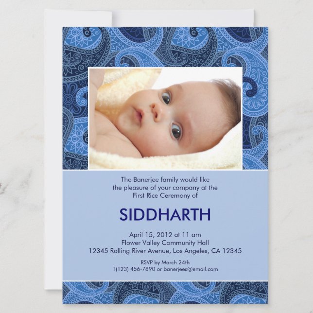 Invitation de Paisley Annaprashan (Premier Riz) (Devant)