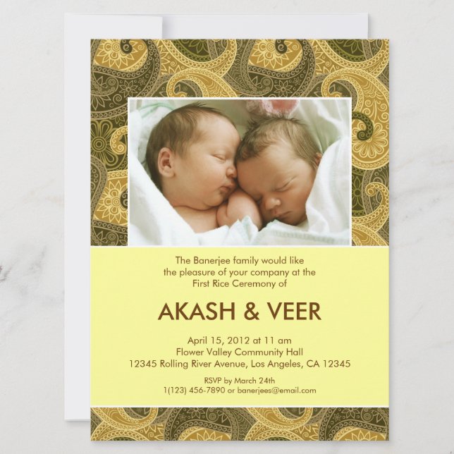 Invitation de Paisley Annaprashan (Premier Riz) (Devant)