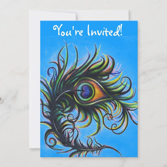 Invitation de paon avec des mots (Devant)