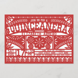 Invitation de Papel Picado Quinceañera