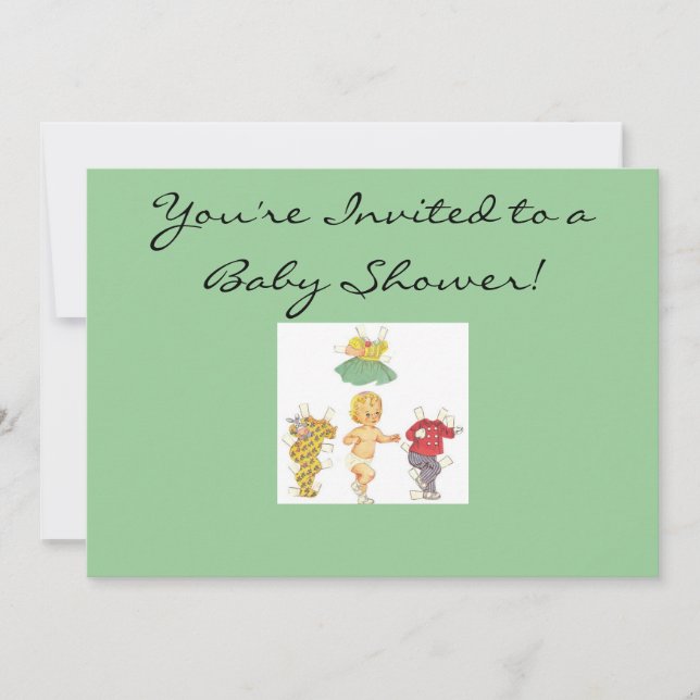 Invitation de papier de baby shower de poupée (Devant)