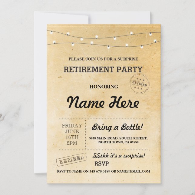 Invitation de papier retirée par cru de partie de (Devant)
