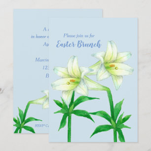 Invitation de Pâques Brunch Thé Lily Fleurs Bleu