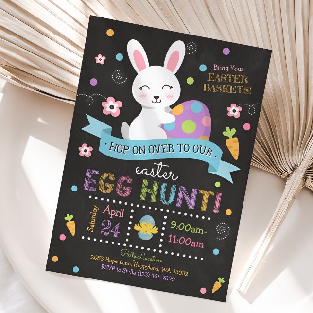 Invitation de Pâques, Chasse aux œufs de Pâques (Easter Egg Hunt Invitation)