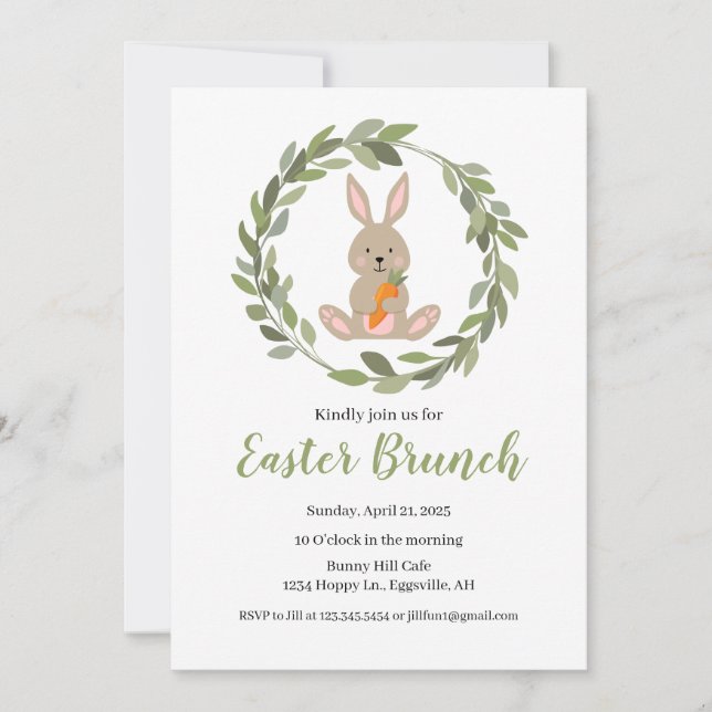Invitation de Pâques Cute Bunny pour votre fête (Devant)