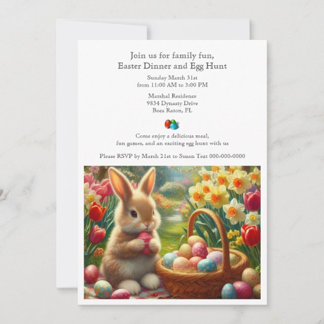 Invitation de Pâques familiale pour dîner et chass (Devant)