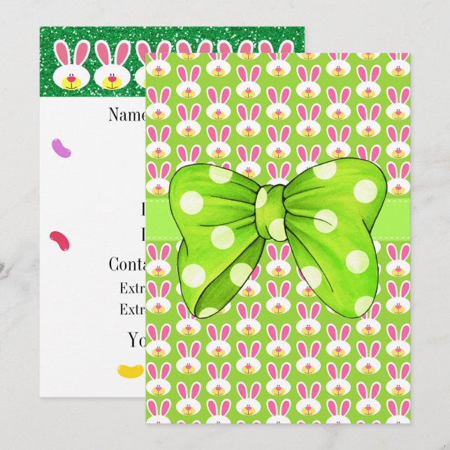 Invitation de Pâques Hoppy (Devant / Derrière)