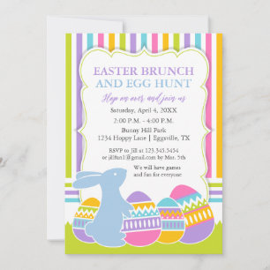 Invitation de Pâques Lapin Chasse aux œufs ou Brun