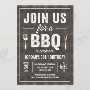 Invitation de partie BBQ en bois rustique RWC