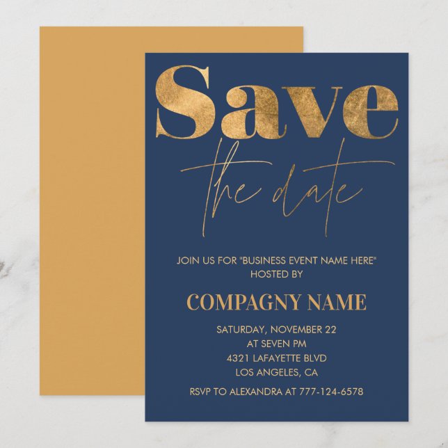 Invitation de partie commerciale Enregistrer la da (Devant / Derrière)