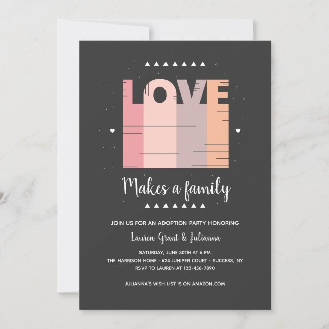 Invitation de partie d'adoption d'amour (Devant)