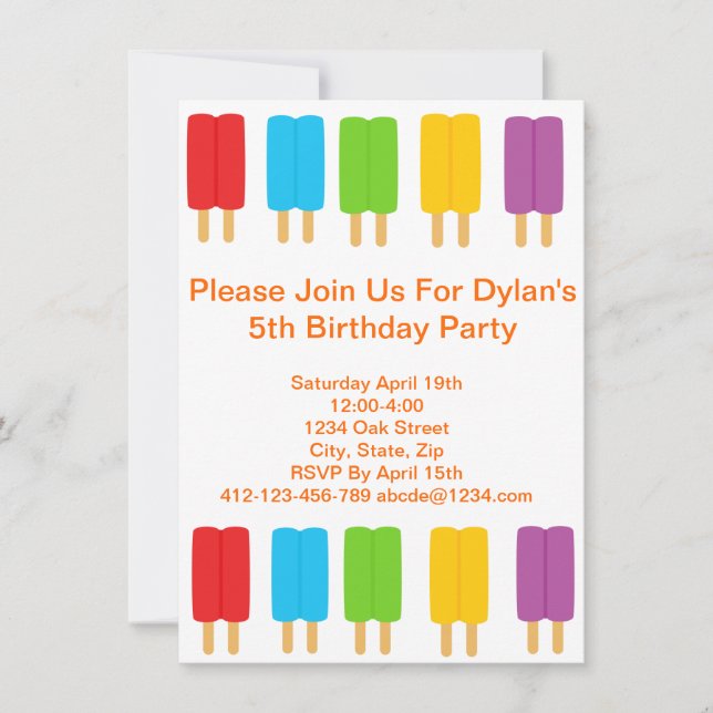 Invitation de partie d'anniversaire de enfant de (Devant)