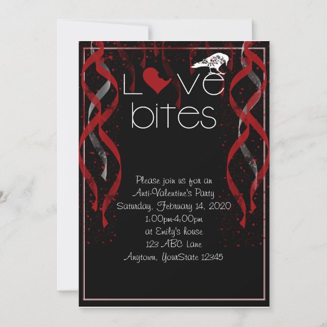 Invitation de partie d'Anti-Valentine de morsures (Devant)