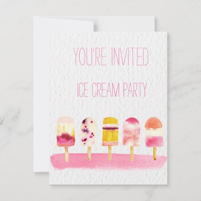 Invitation de partie d'aquarelle de crème glacée (Devant)