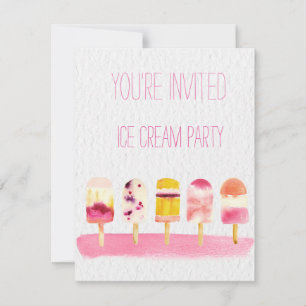 Invitation de partie d'aquarelle de crème glacée