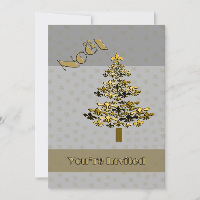 Invitation de partie d'arbre de Noël de Gold Fleur (Devant)