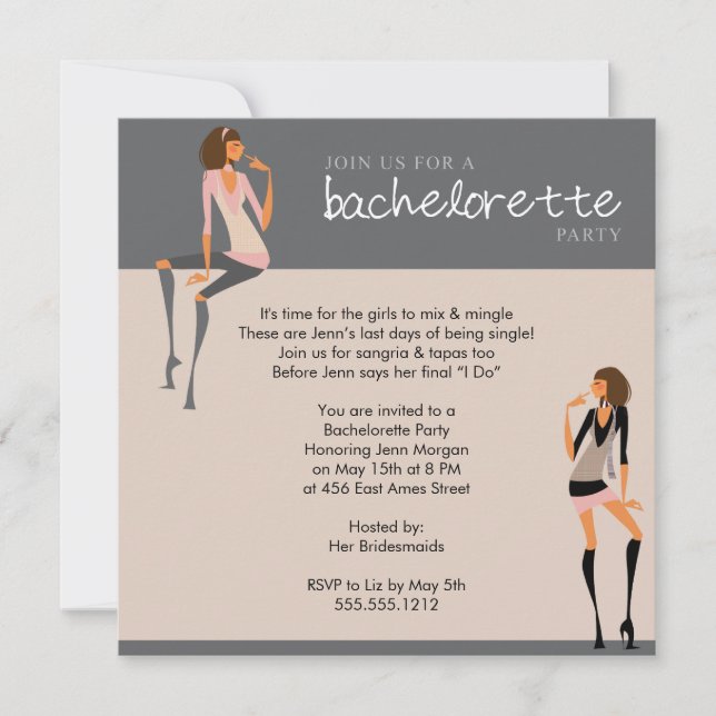 invitation de partie de bachelorette (Devant)