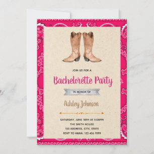 Invitation de partie de bachelorette de cow-girl