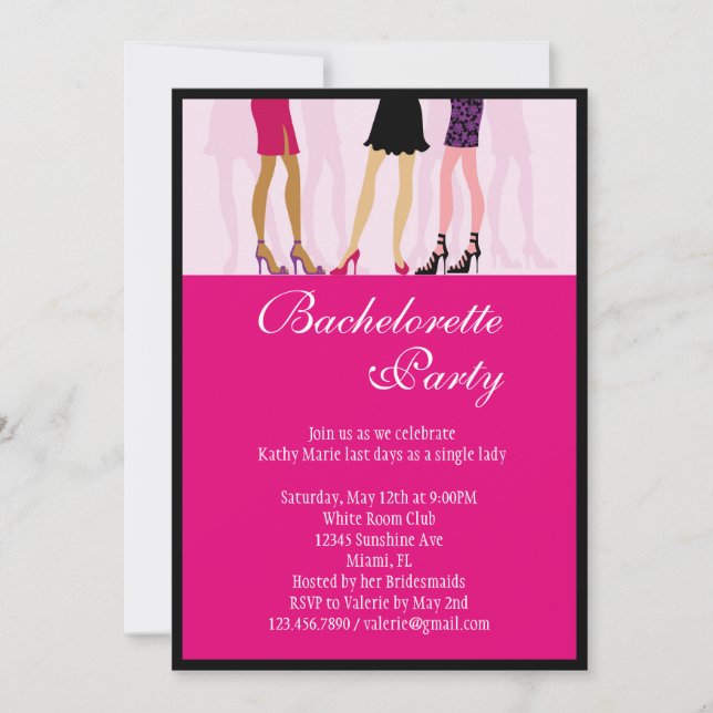 Invitation de partie de Bachelorette de filles (Devant)